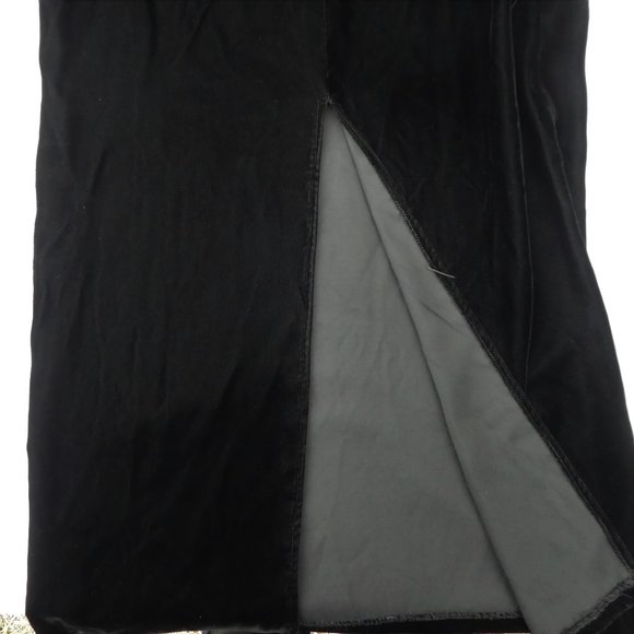 Vintage 70s Velvet Gown Sweetheart Neck Black Puff Sleeve Brooch Union 9 10 USA - Picture 7 of 8